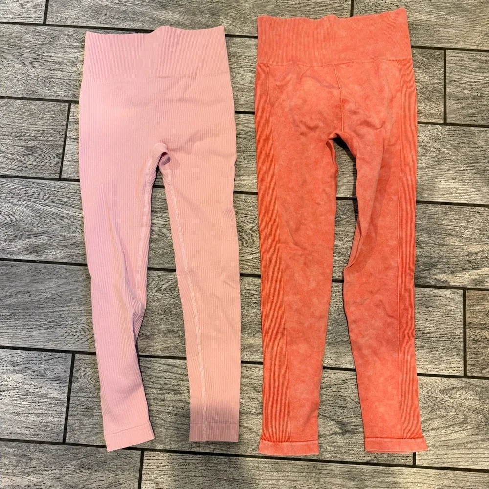 Ribbed leggings bundle Pink and Coral